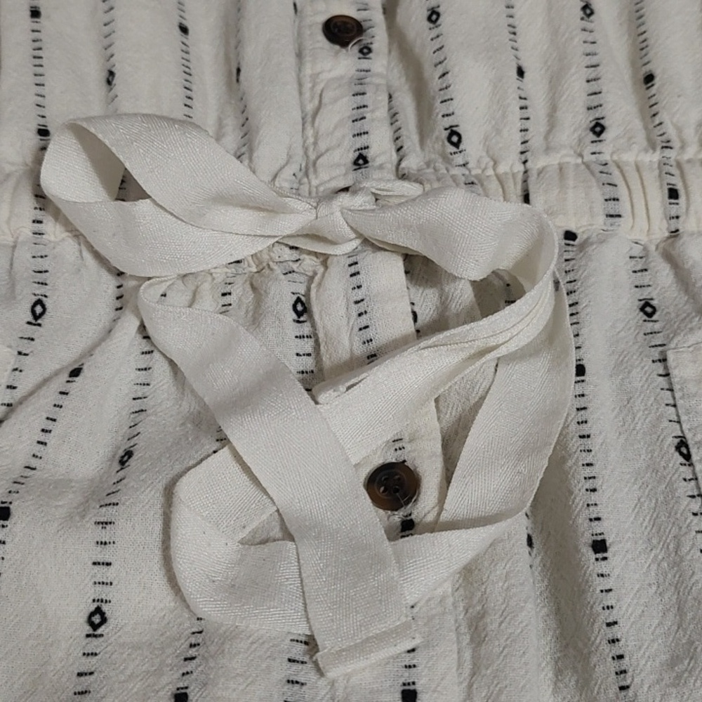 LOFT Cream and Black Cap Sleeve Button Down Dress - Picture 5 of 7